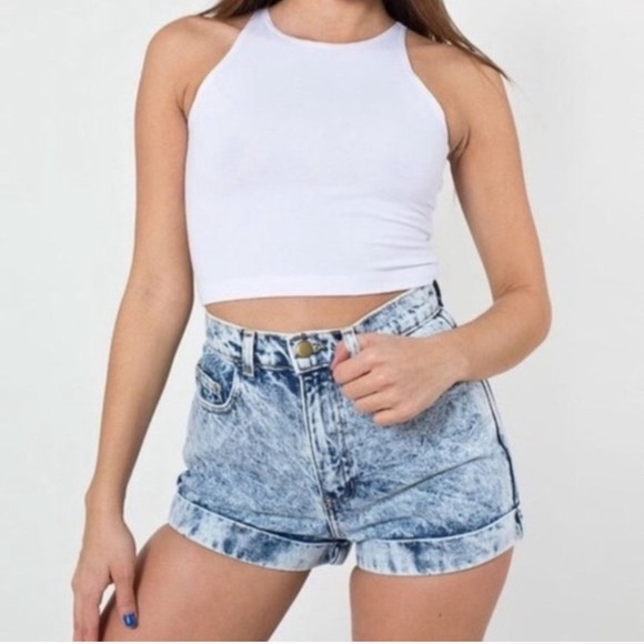 high waisted acid wash shorts